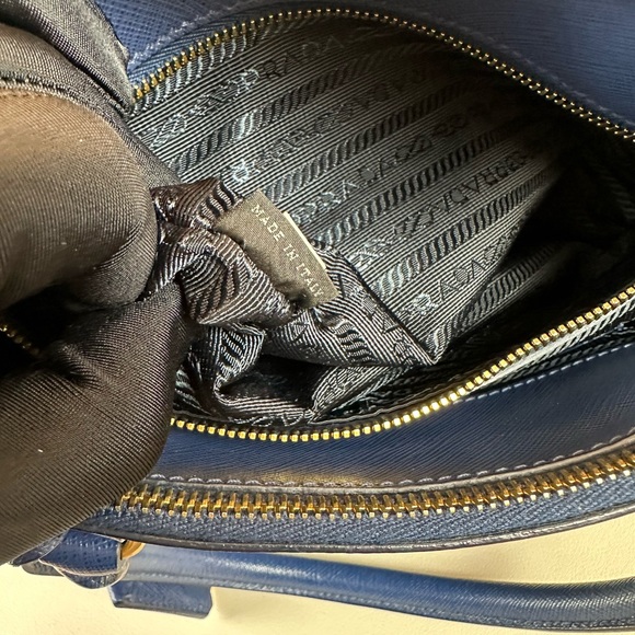 Prada Blue Leather Saffiano Lux Large Tote Satchel - Picture 13 of 15